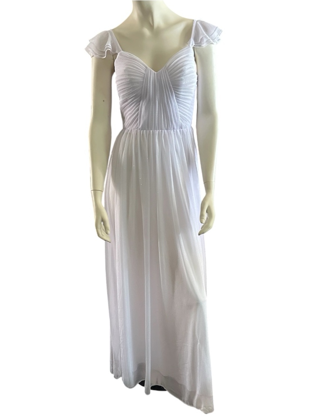 Witness of Love Pleated Glittery Wedding Dress White Size 0 NWT